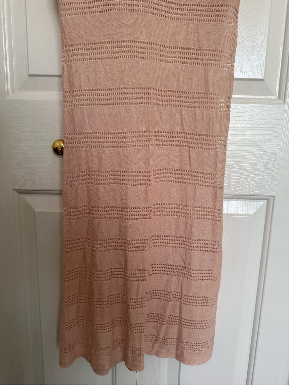 Victoria’s Secret Linen Blend Maxi Tank Dress XS Short Blush Open Knit Hem - Picture 9 of 12